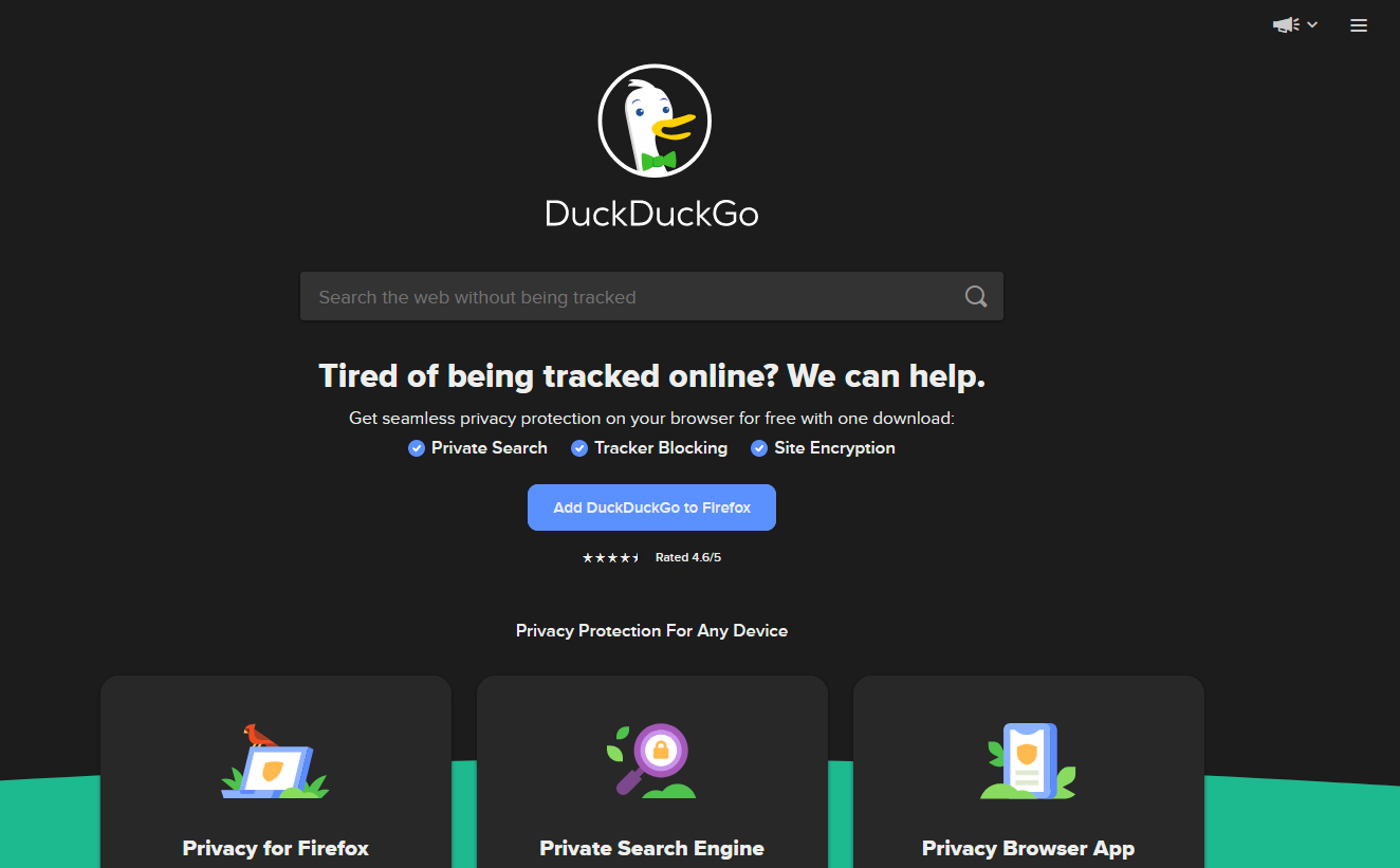 Скриншот браузера DuckDuckGo в даркнете