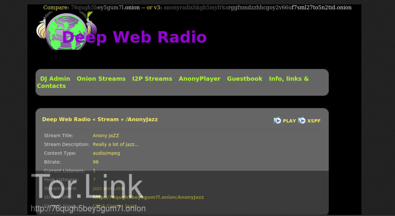 Скриншот Deep Web Radio в даркнете
